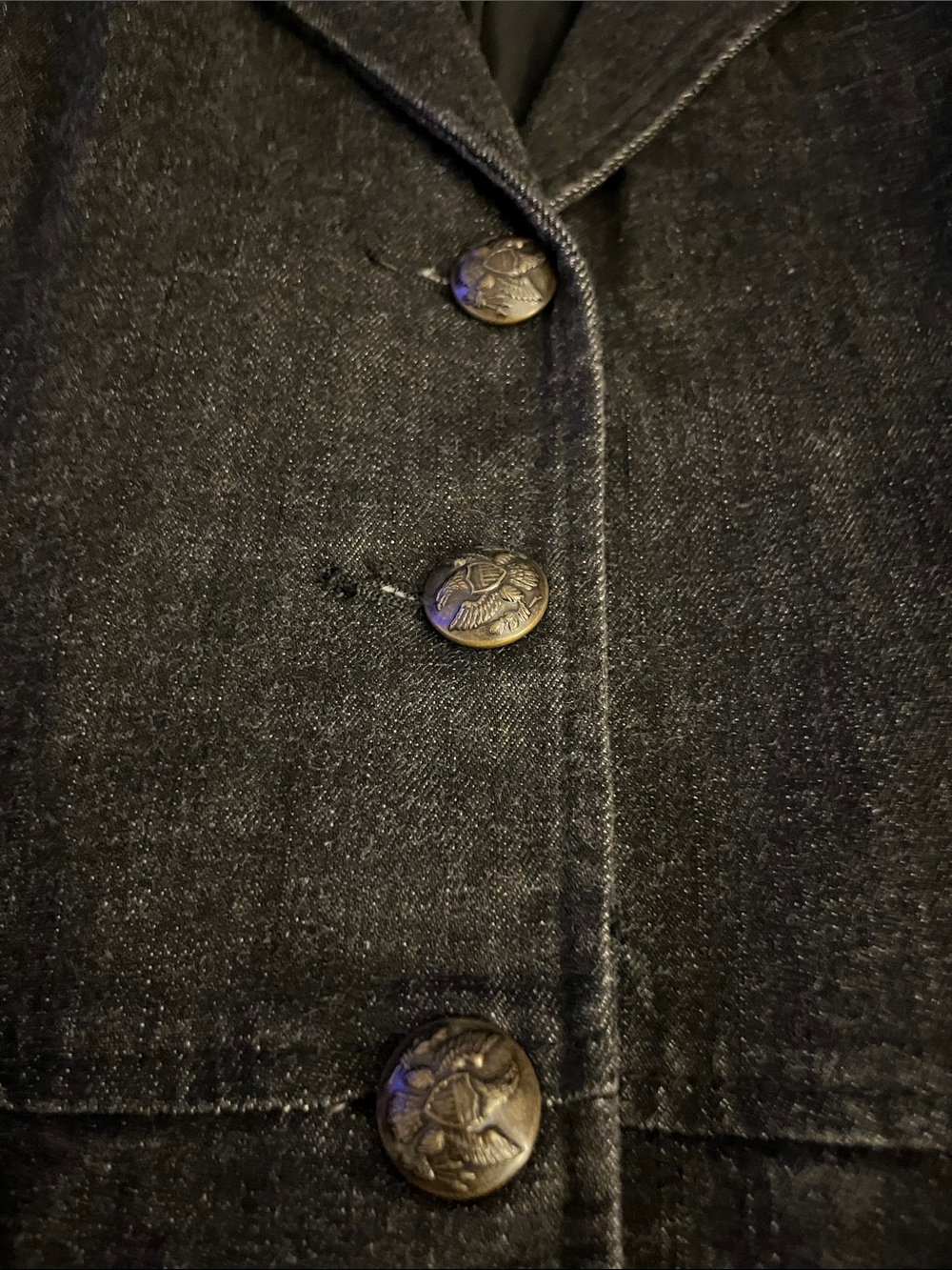 LAUREN by RALPH LAUREN BLACK DENIM W VELVET COLAR STUNNING TAILORED COAT NEW M - Picture 3 of 16